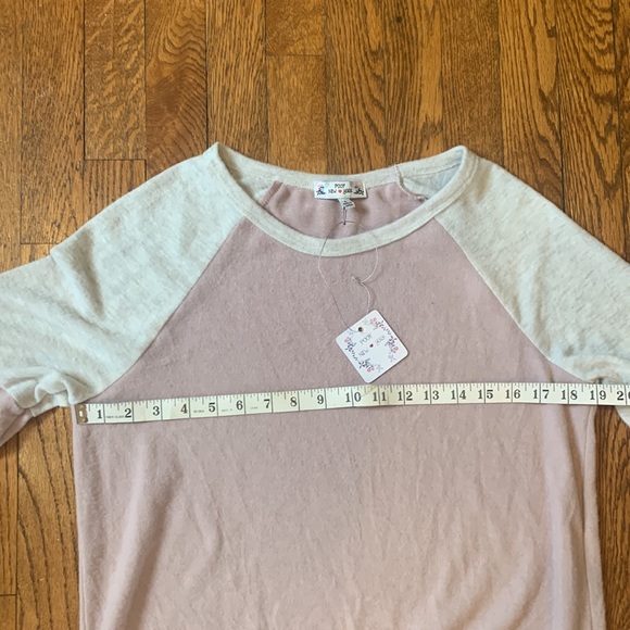 NWT Juniors Poof! Brushed Contrast Drop Raglan Sleeve Top in Pink and Grey - Picture 8 of 8